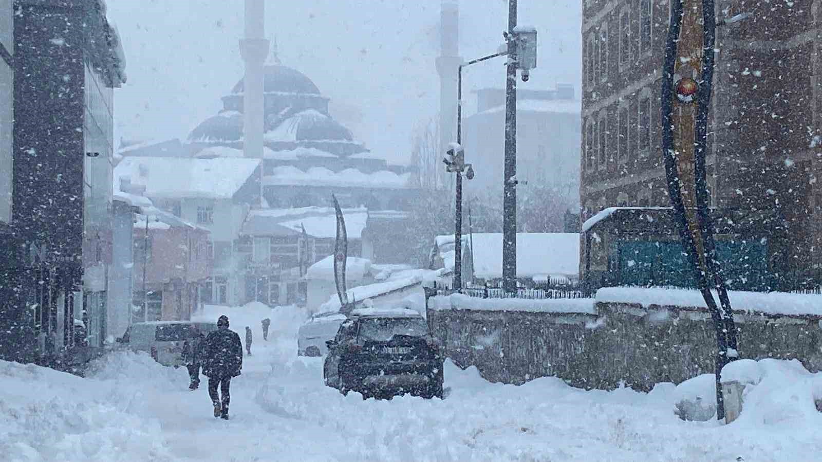 Karlıova'da yeniden etkisini gösteren kar yağışı, ilçe merkezini ve yüksek